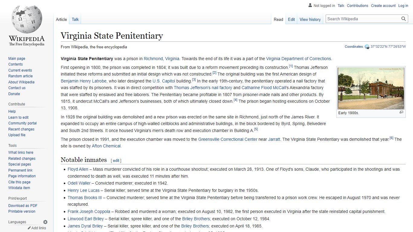 Virginia State Penitentiary - Wikipedia