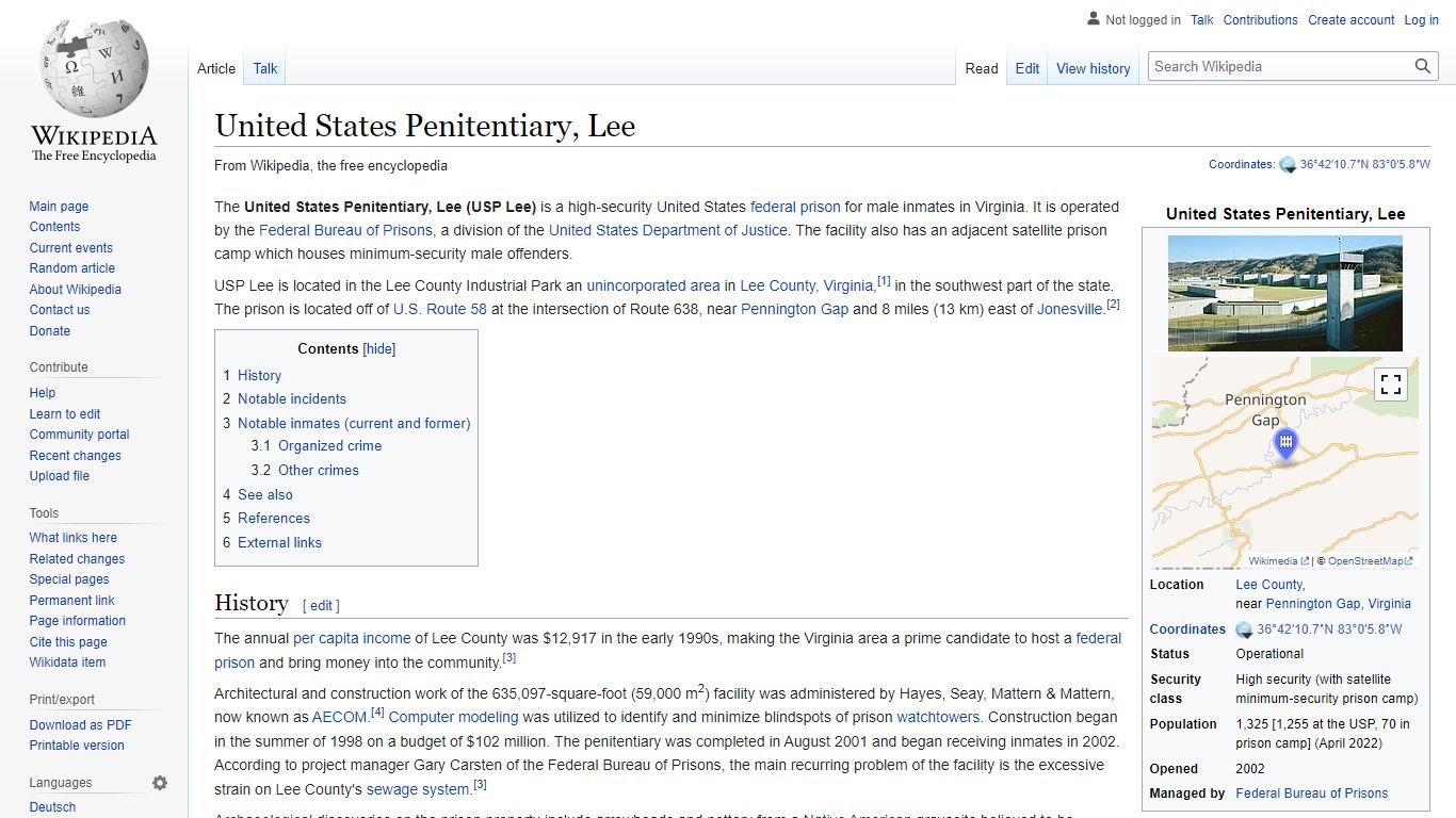 United States Penitentiary, Lee - Wikipedia